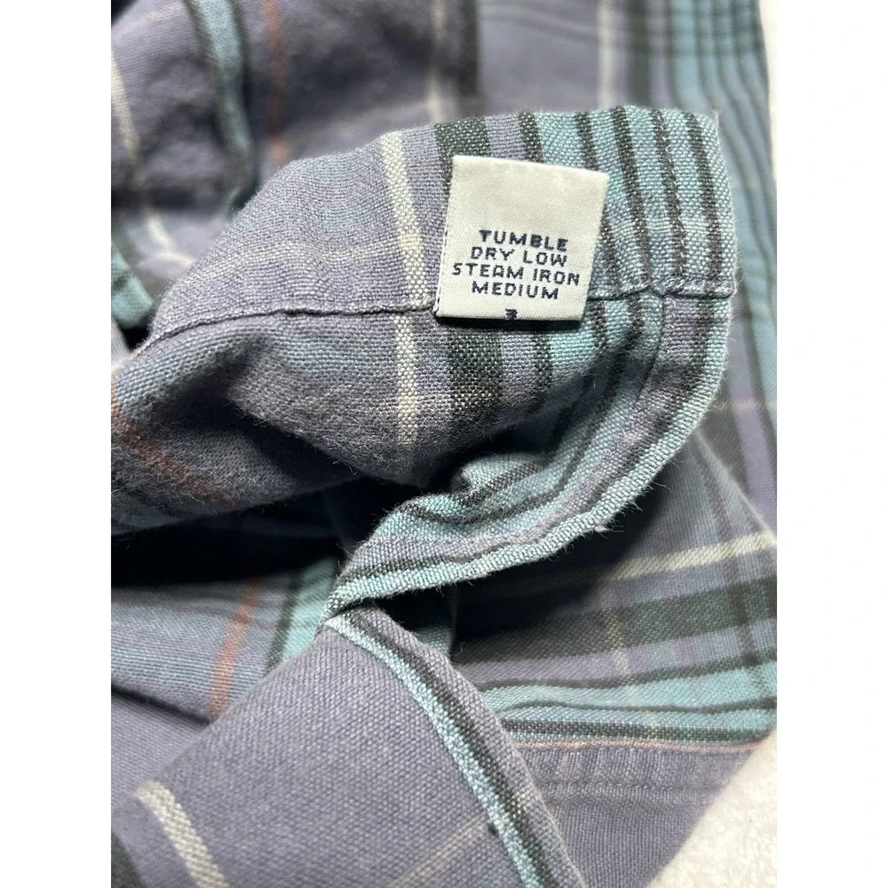 Polo Ralph Lauren Caldwell Shirt M Grey Teal Plaid Cotton Camp 90s VINTAGE MINT